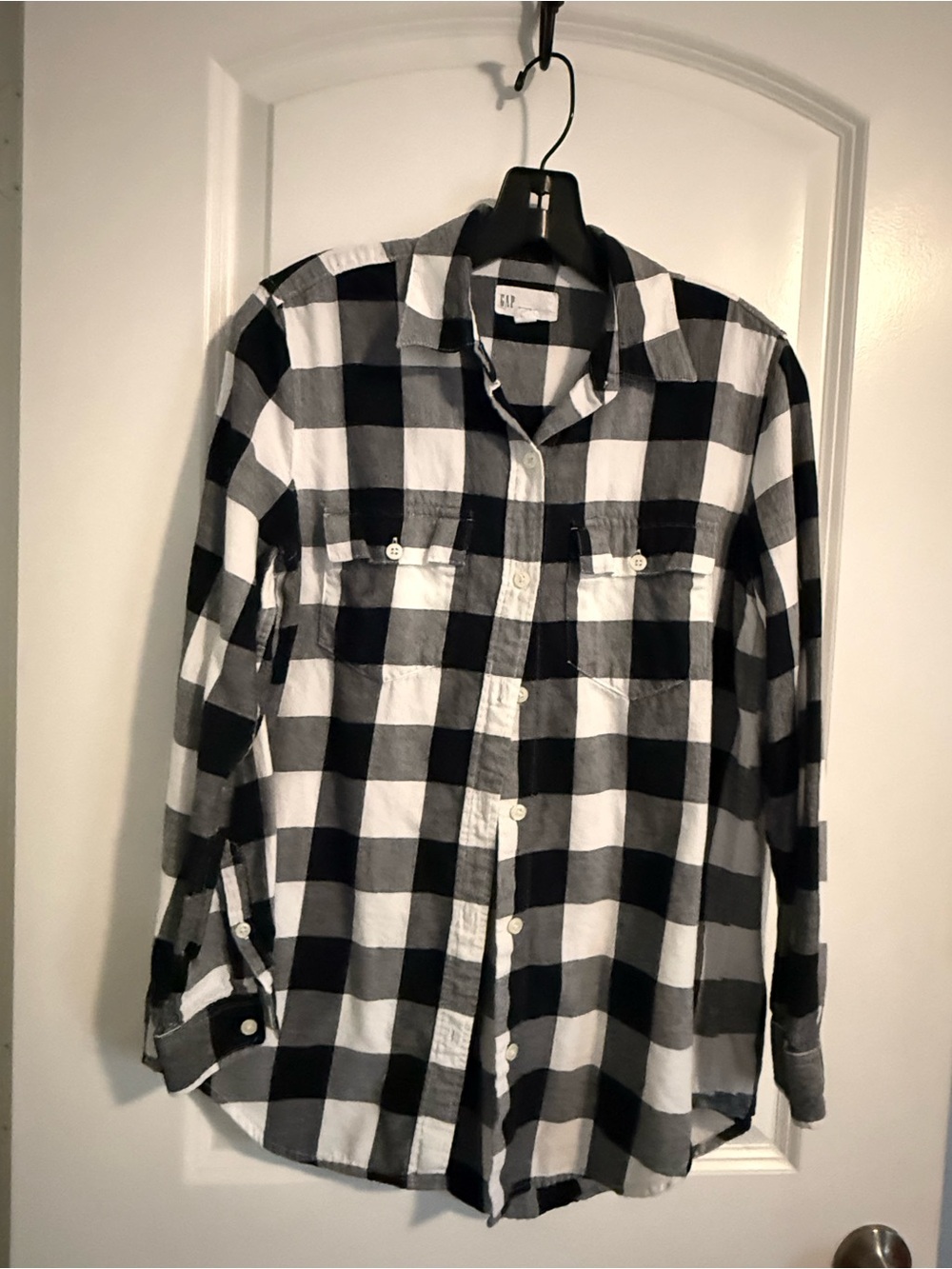 GAP Wool Black & White Buffalo Plaid Button-Down Shirt